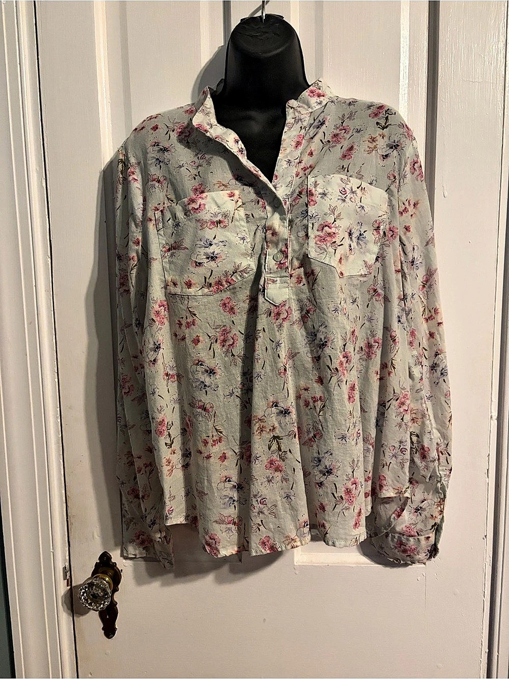Eden & Olivia Floral Cotton Button Down Shirt Size XL